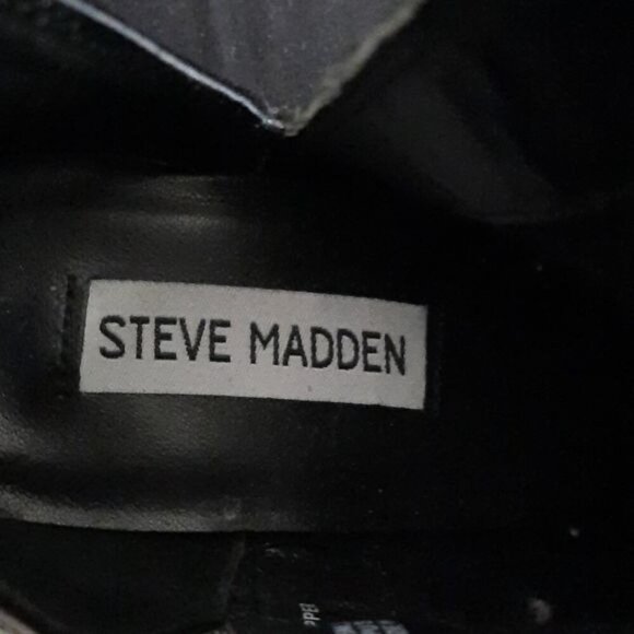 Steve Madden Black Rookie  Leather Upper Crocodile Print 3 Inch Heel Size 8.5 - Picture 11 of 12